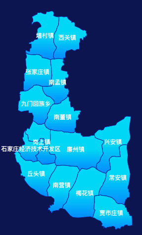 echarts石家庄市藁城区地图局部颜色渐变效果