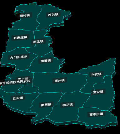 threejs石家庄市藁城区地图3d地图CSS3D标签实例