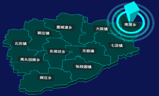 threejs石家庄市无极县地图3d地图添加旋转棱锥效果演示实例