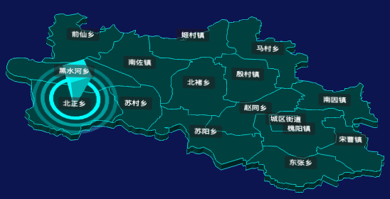 threejs石家庄市元氏县地图3d地图添加旋转棱锥效果代码演示
