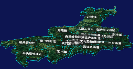 threejs秦皇岛市海港区地图3d地图自定义贴图代码演示