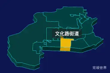 threejs唐山市路北区地图3d地图鼠标移入显示标签并高亮效果实例