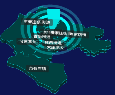 threejs唐山市古冶区地图3d地图添加旋转棱锥实例代码
