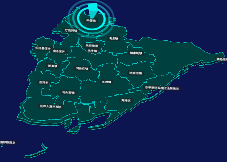 threejs唐山市乐亭县地图3d地图添加旋转棱锥效果