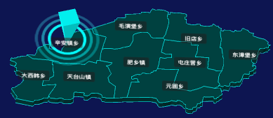 threejs邯郸市肥乡区地图3d地图添加旋转棱锥代码演示