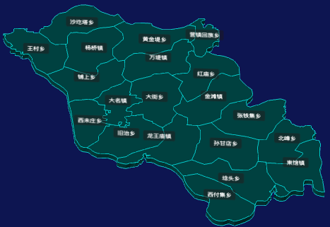 threejs邯郸市大名县地图3d地图CSS3D标签演示实例
