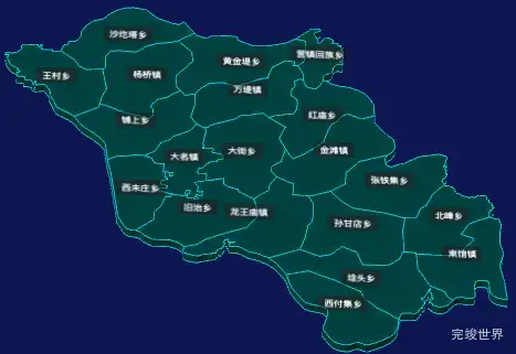 threejs邯郸市大名县地图3d地图CSS3D标签演示实例