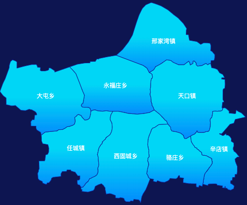 echarts邢台市任泽区地图局部颜色渐变效果