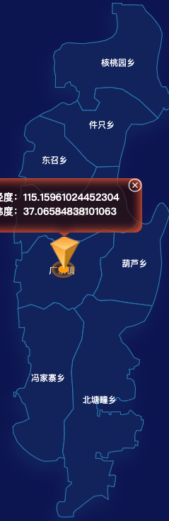 echarts邢台市广宗县地图根据经纬度显示自定义html弹窗演示实例