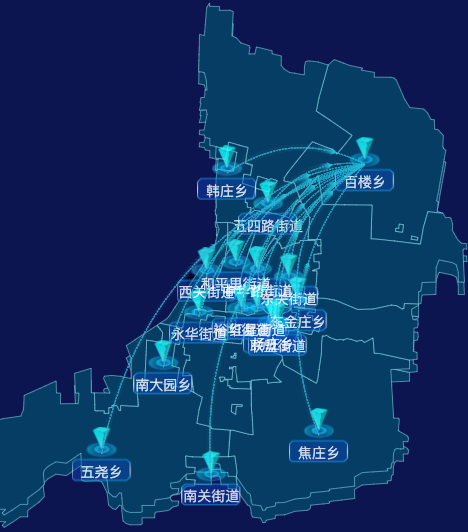 echarts保定市莲池区地图label样式自定义实例