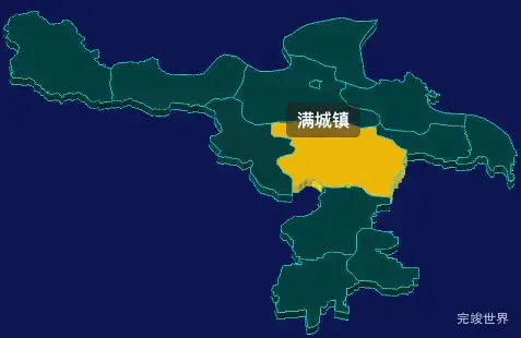 threejs保定市满城区地图3d地图鼠标移入显示标签并高亮效果