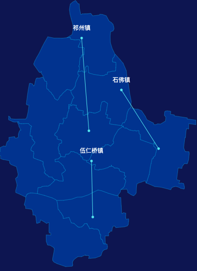 echarts保定市安国市地图自定义引导线