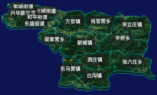 threejs保定市高碑店市地图3d地图自定义贴图加CSS2D标签