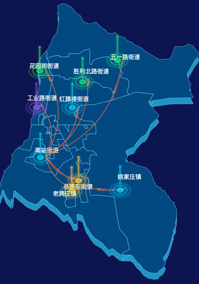 echarts张家口市桥东区地图飞线图