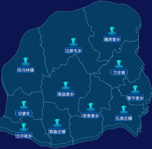 echarts张家口市万全区地图点击跳转到指定页面