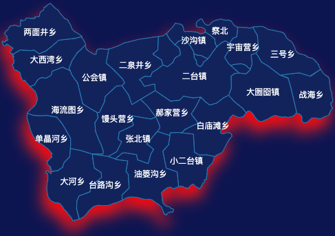 echarts张家口市张北县地图阴影