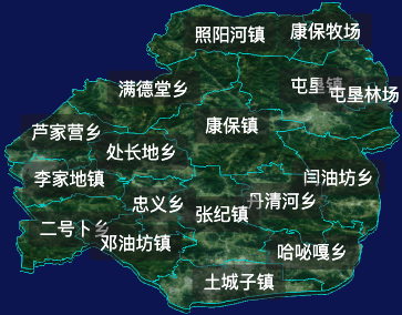 threejs张家口市康保县地图3d地图自定义贴图加CSS2D标签
