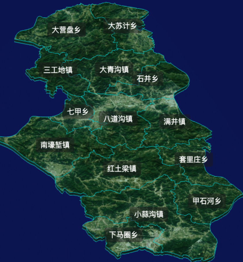 threejs张家口市尚义县地图3d地图自定义贴图加CSS2D标签