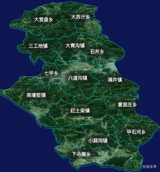 threejs张家口市尚义县地图3d地图自定义贴图加CSS2D标签