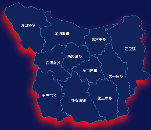 echarts张家口市怀安县地图阴影