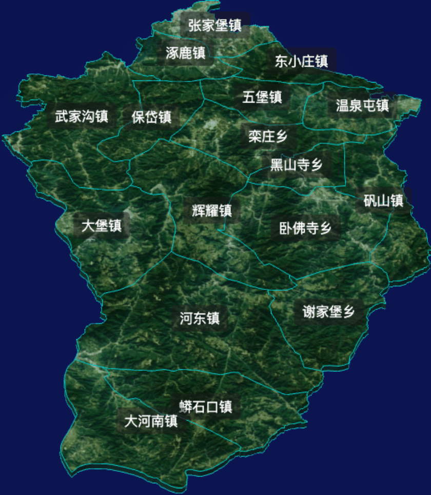 threejs张家口市涿鹿县地图3d地图自定义贴图加CSS2D标签