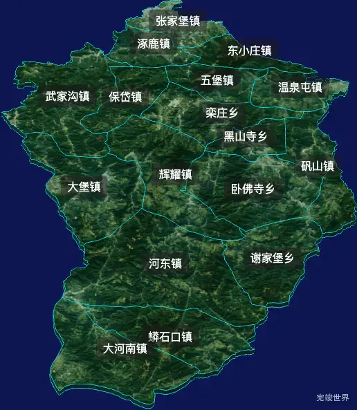 threejs张家口市涿鹿县地图3d地图自定义贴图加CSS2D标签