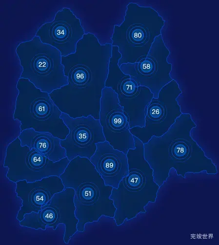 echarts张家口市赤城县地图圆形波纹状气泡图