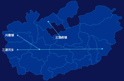 echarts承德市兴隆县地图自定义引导线