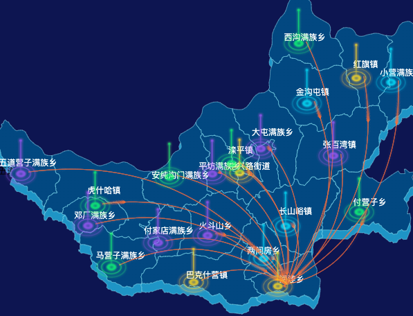 echarts承德市滦平县地图迁徙图