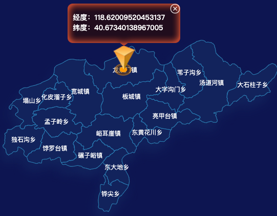 echarts承德市宽城满族自治县地图点击弹出自定义弹窗