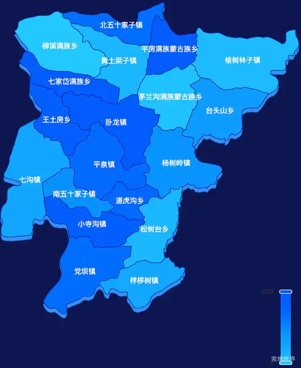 echarts承德市平泉市地图 visualMap控制地图颜色实例代码