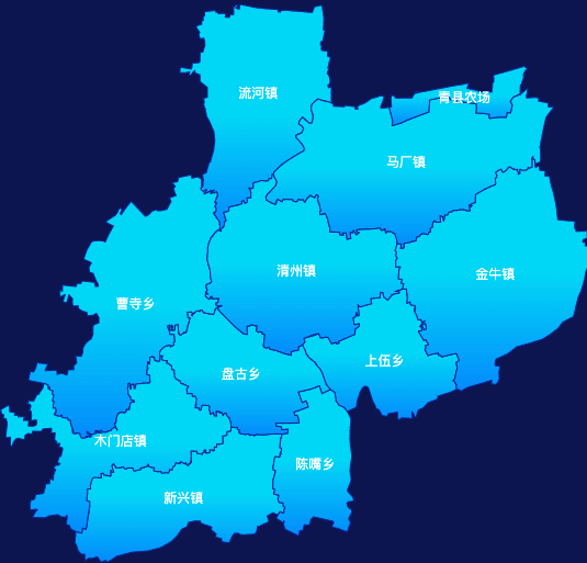 echarts沧州市青县地图局部颜色渐变