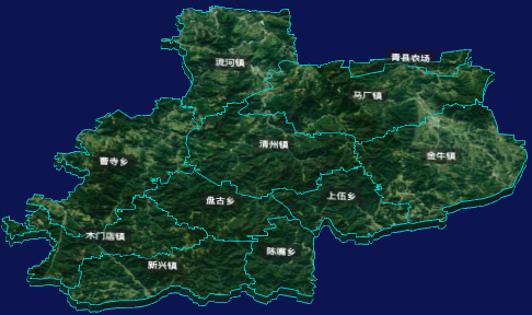 threejs沧州市青县地图3d地图自定义贴图加CSS3D标签