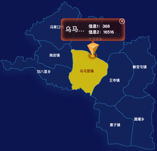 echarts沧州市南皮县地图点击弹出自定义弹窗