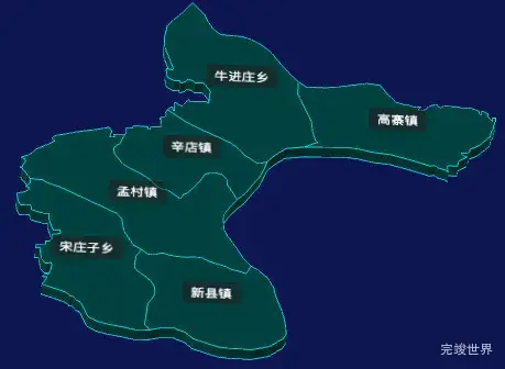 threejs沧州市孟村回族自治县地图3d地图CSS3D标签