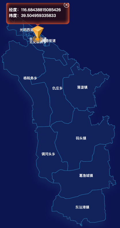 echarts廊坊市安次区地图根据经纬度显示自定义html弹窗