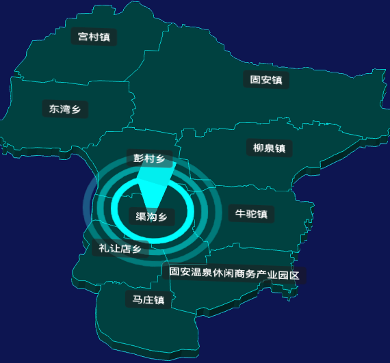 threejs廊坊市固安县地图3d地图添加旋转棱锥