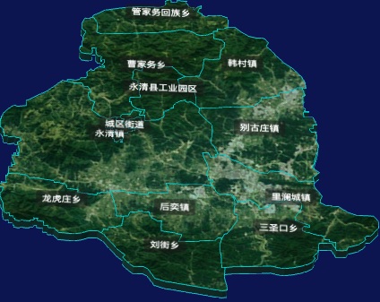 threejs廊坊市永清县地图3d地图自定义贴图加CSS3D标签