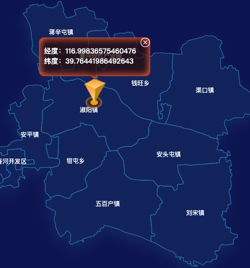 echarts廊坊市香河县地图根据经纬度显示自定义html弹窗