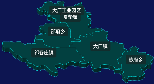 threejs廊坊市大厂回族自治县地图3d地图css2d标签