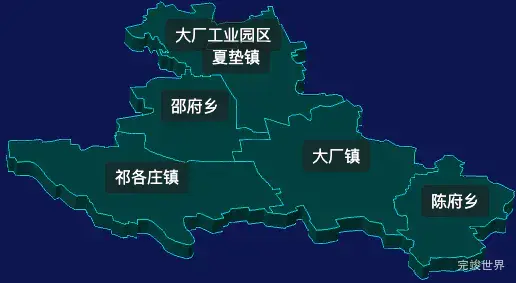 threejs廊坊市大厂回族自治县地图3d地图css2d标签