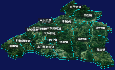 threejs洛阳市洛龙区地图3d地图自定义贴图加CSS3D标签