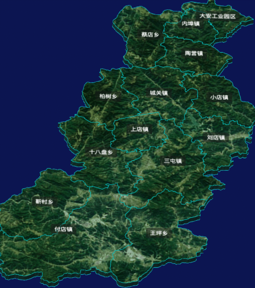 threejs洛阳市汝阳县地图3d地图自定义贴图加CSS3D标签
