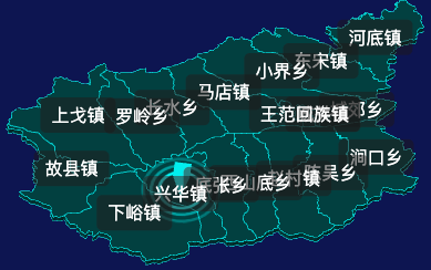 threejs洛阳市洛宁县地图3d地图CSS2D外加旋转棱锥