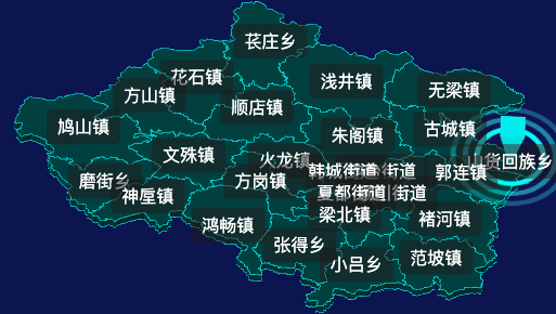 threejs许昌市禹州市地图3d地图CSS2D外加旋转棱锥