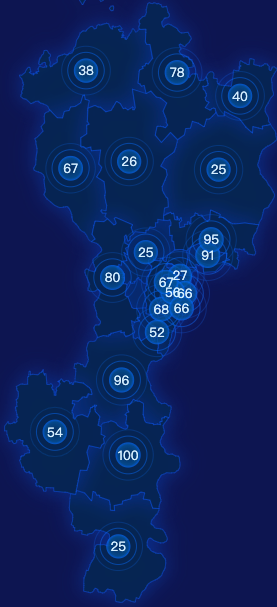 echarts南阳市卧龙区geoJson地图圆形波纹状气泡图