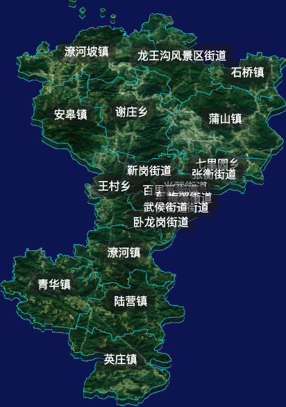 threejs南阳市卧龙区geoJson地图3d地图自定义贴图加CSS2D标签