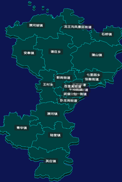 threejs南阳市卧龙区geoJson地图3d地图CSS3D标签