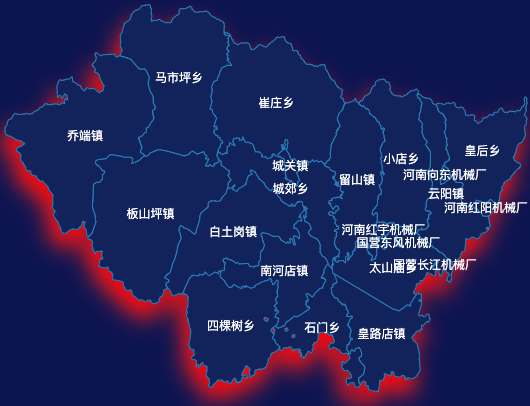 echarts南阳市南召县geoJson地图阴影