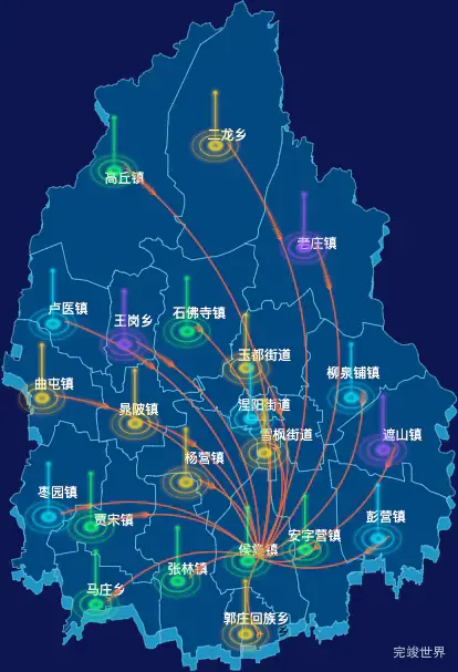 echarts南阳市镇平县geoJson地图飞线图